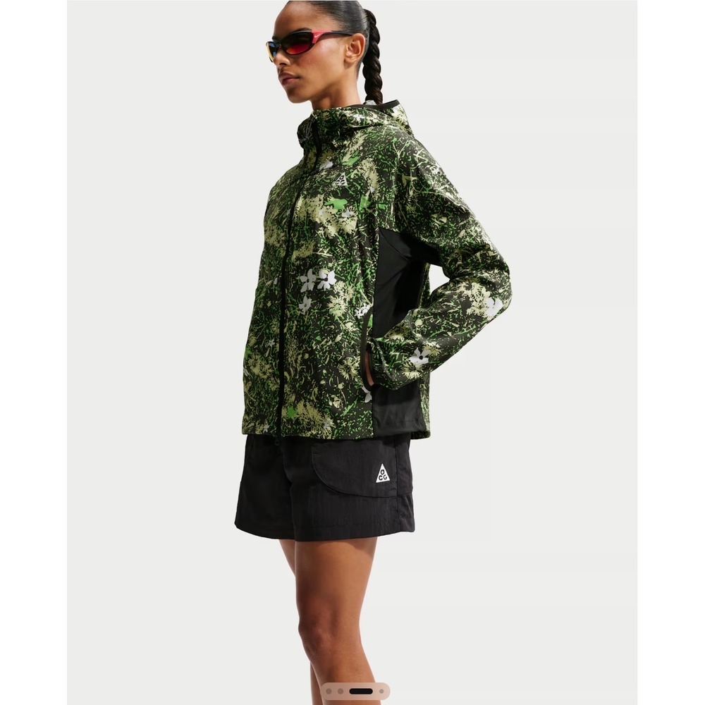 Nike ACG Jacket S Green Black Floral Dri-FIT ADV New Hooded Windbreaker DX6964